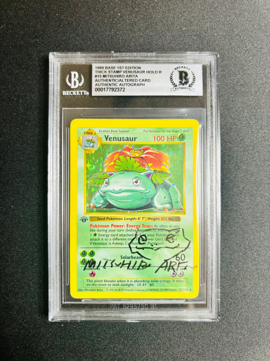 1999 BASE 1ST EDITION VENUSAUR HOLO R #15 MITSUHIRO ARITA AUTHENTIC/ALTERED CARD AUTHENTIC AUTOGRAPH BGS AA