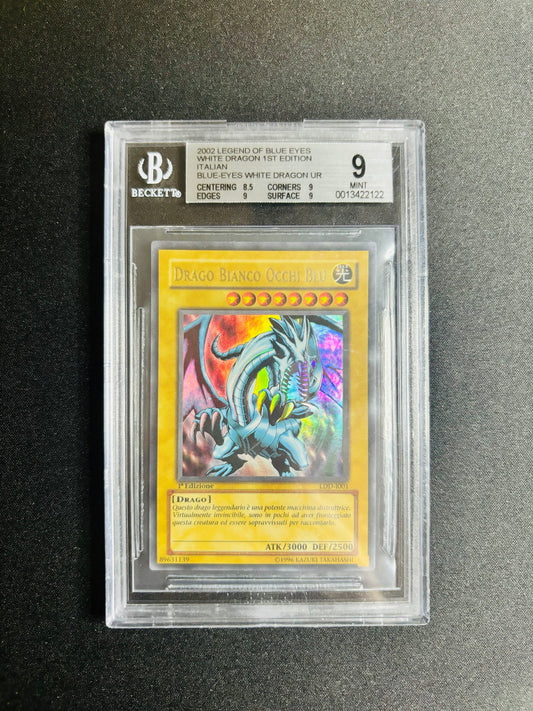 2002 LEGEND OF BLUE EYES WHITE DRAGON 1ST EDITION ITALIAN BLUE-EYES WHITE DRAGON UR BGS 9