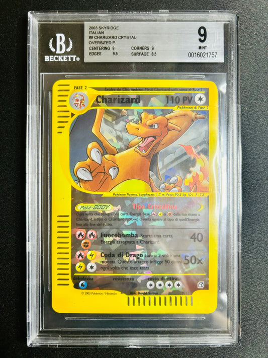2003 SKYRIDGE ITALIAN #9 CHARIZARD CRYSTAL OVERSIZED BGS 9