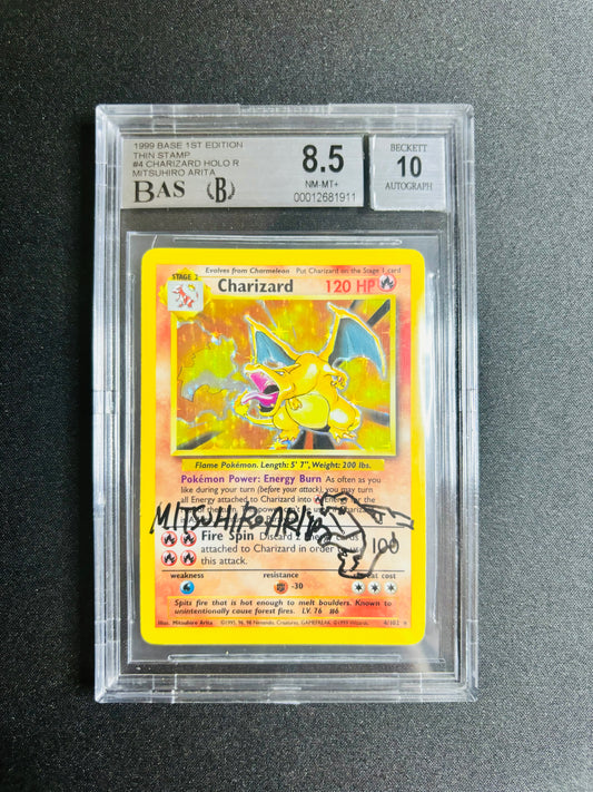 1999 BASE 1ST EDITION #4 CHARIZARD HOLO R MISTUHIRO ARITA BGS 8.5/10