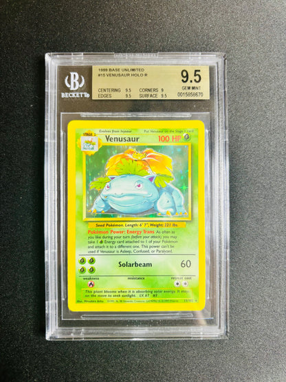 1999 BASE UNLIMITED #15 VENUSAUR HOLO R BGS 9.5