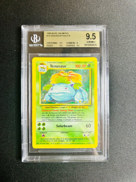 1999 BASE UNLIMITED #15 VENUSAUR HOLO R BGS 9.5