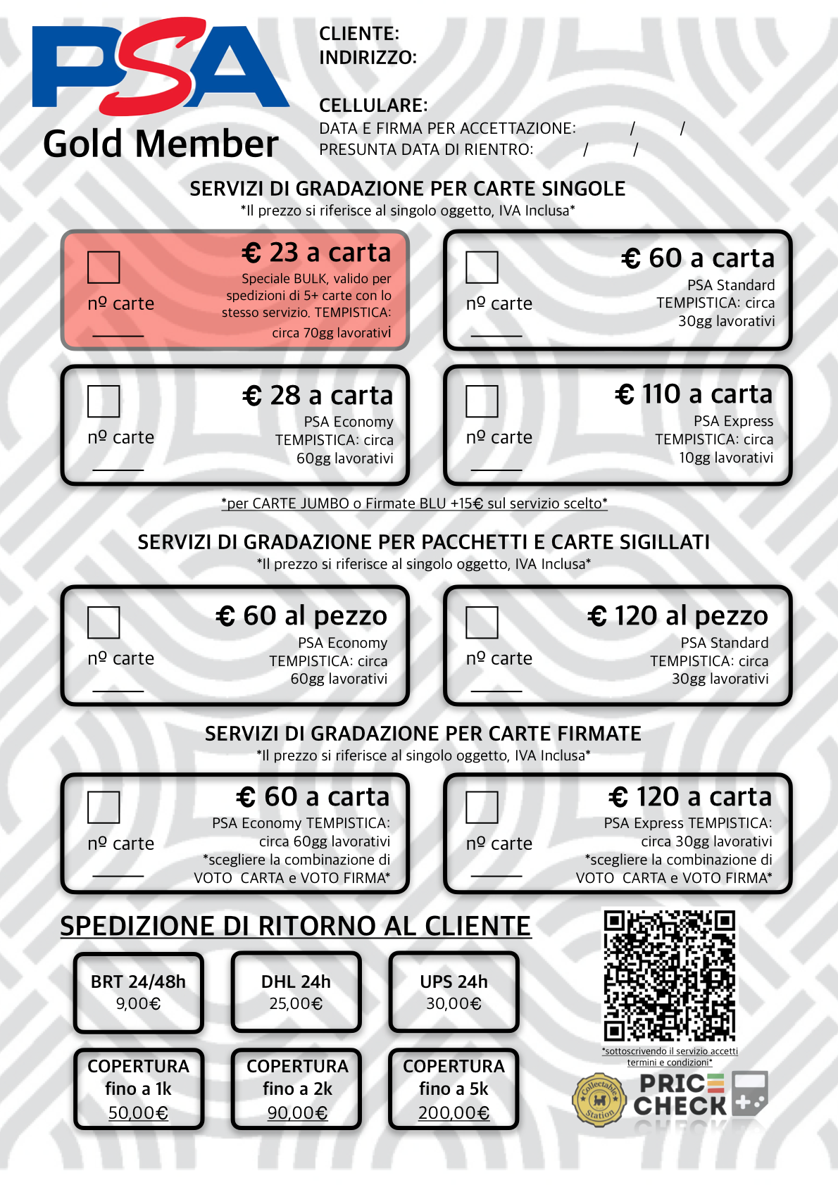 PSA CARDS - Servizio di Gradazione Express [10 GG Lavorativi] *leggere la descrizione per spedire le tue carte a gradare*