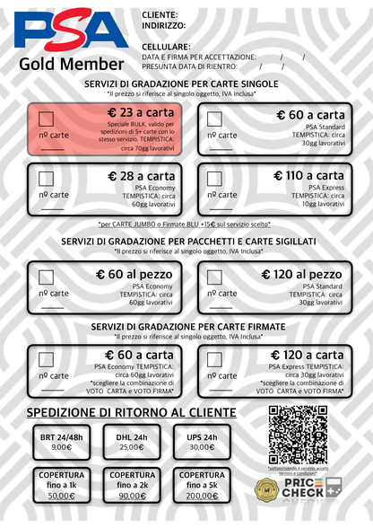PSA CARDS - Servizio di Gradazione Express [10 GG Lavorativi] *leggere la descrizione per spedire le tue carte a gradare*