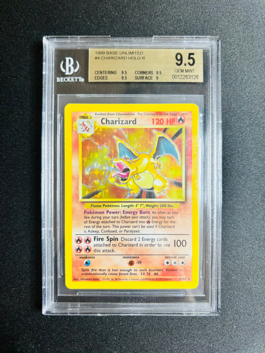 1999 BASE UNLIMITED #4 CHARIZARD HOLO R BGS 9.5