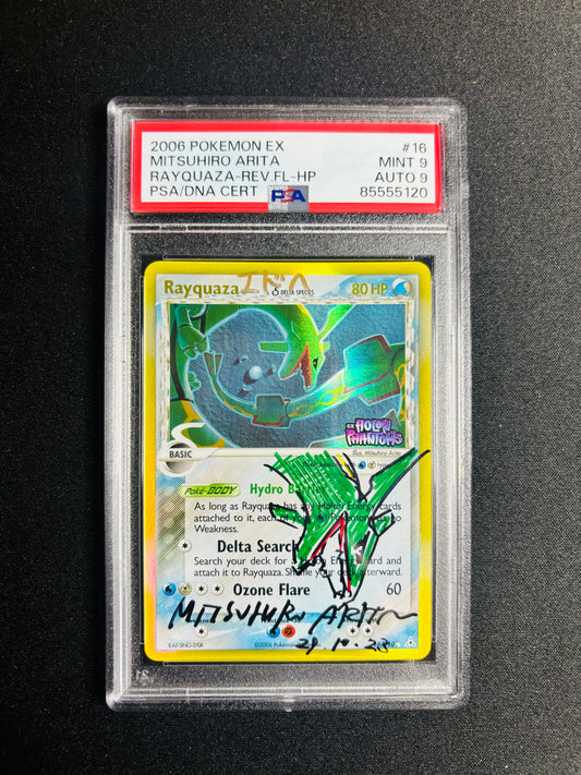 2006 POKEMON EX MITSUHIRO ARITA RAYQUAZA-REV.FL-HP PSA 9/9