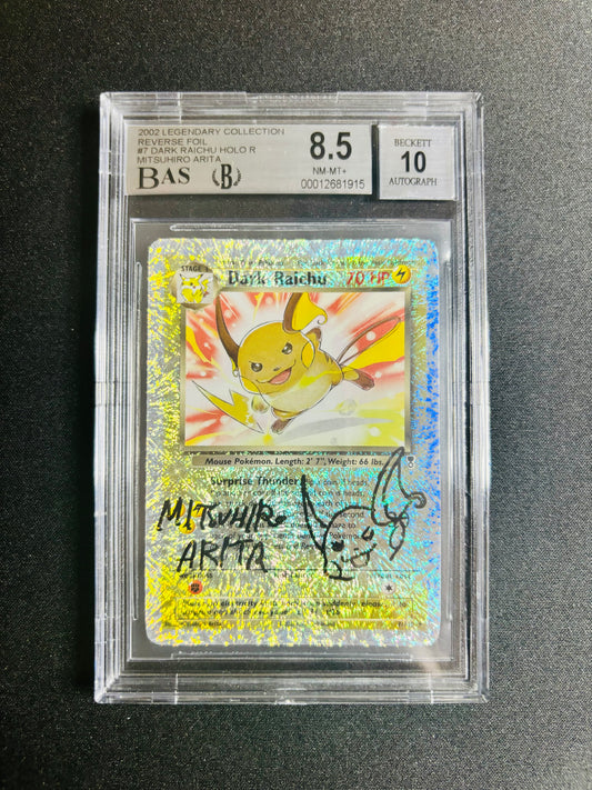 2002 LEGENDARY COLLECTION REVERSE FOIL #7 DARK RAICHU HOLO R MITSUHIRO ARITA BGS 8.5/10