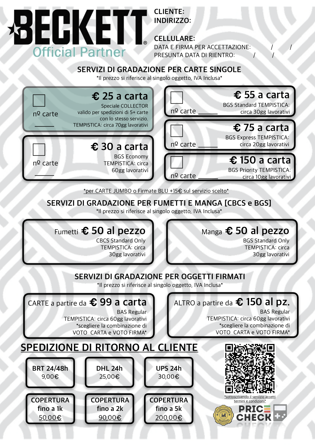 BECKETT GRADING - Servizio di Gradazione Standard [30 GG Lavorativi] *leggere la descrizione per spedire le tue carte a gradare*